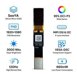 SeeYA 0.6 Inch Micro OLED Display | 1920×1080 FHD Silicon Screen 3000 Nits 120Hz MIPI DSI Module for AR VR Smart Glasses
