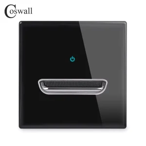 Self-Restoring Reset Switch IP20 Flame Retardant 86 Black Glass Panel LED Light 10A 250V Full Series Export Wall Socket Sets