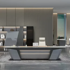 Selling a Unique Patent Advanced Gray Mountain Shape Design Edge Series with Smart Fingerprint Unlock Deputy Cabinet Office Desk