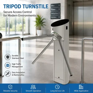 Semi Automatic Rfid Access Control System 304 Stainless Steel High Security Pedestrian Tripod Turnstile Gate for Gym
