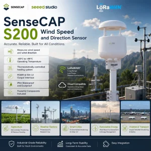 SenseCAP S200 Ultrasonic Weather Sensor Measures Wind Speed Direction For Outdoor Agriculture Smart Cities Rugged Environments