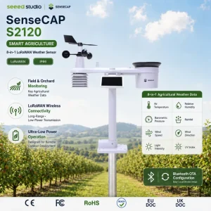 SenseCAP S2120 8 in 1 LoRaWAN Wireless Outdoor Weather Station Sensor For Smart Agriculture Farm Orchard And Field Monitoring