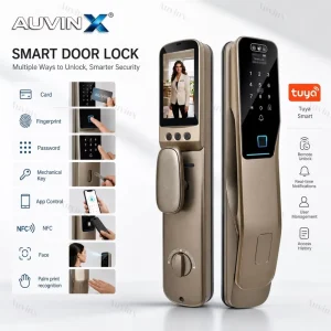 Serrures Intelligentes Smart Door Lock Camera Fingerprint Password Face Palm Recognition NFC Card Tuya WIFI Digital Lock