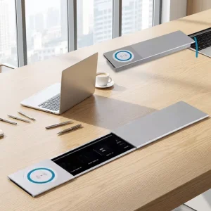 Sevilo Aluminum Alloy Flush Mount Table Socket with USB Ports and Data Port Plug with Socket for Office Desk