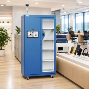 Shared Office IT Asset RFID Cabinet Double Door Coworking Space Equipment Rental with Automated Billing and Biometric Access