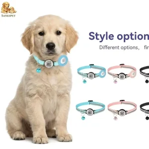 Silicone Pet Airtag Collar with Bell Custom QR ID Tag IP67 Waterproof Reflective GPS Tracker for Cats Dogs