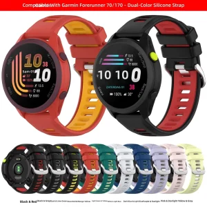 Silicone Watch Strap F 70 Two Color 20 22mm Pin Buckle for Smart Watch Forerunner 170