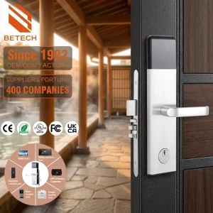 Silver Hotel Security Door Locks Electro-mechanical Locking Mechanism Rfid Technology Smart IC Card Key Electronic Smartlocks