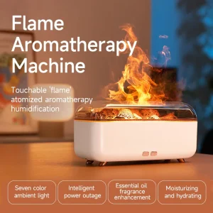Simulated Flame Aroma Diffuser Volcano Lava Essential Oil Air Humidifier Cool Mist Maker Electric Hotel Household Use 7 Color
