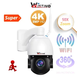 Single Lens 8mp Outdoor HD 50x Optical Zoom Ip Camera Motion Detection Voice Alarm Yard Surveillance Camera