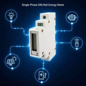 Single Phase Smart Digital Energy Meter 1P Guide DIN Rail Monitoring Device DZS100-1P Class 1 Accuracy