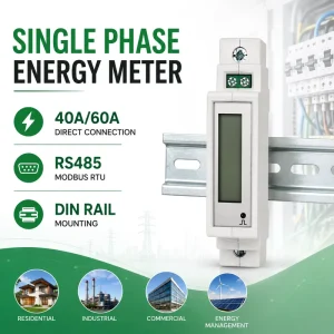 Single Phase Smart Digital Energy Meter 1P Guide DIN Rail Monitoring Device DZS100-1P Model Class1 Accuracy