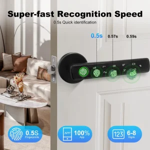Single Row Digital Fingerprint Four Unlock Tools Security Key Cutting Machine Plate APP Unlocking Door Smart Handle Lock Indoor