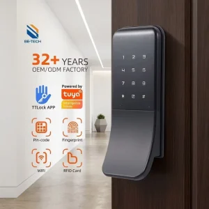 Slim Aluminum Frame Smart Door Lock Fingerprint Mortise Smart Lock Entry with IC Card Temporary Password for Wood Doors