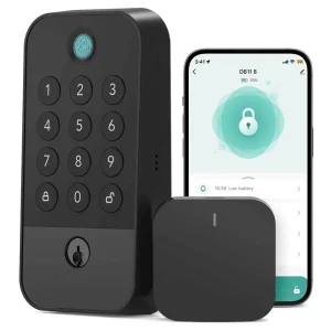 Slim Fingerprint Unlocking Wireless Enabled Wood Door Smart Home Device Security System App Control Smart Door Lock