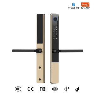 Slim Smart Door Lock Waterproof with Ultra-narrow Profile Design Digital Fingerprint Card for Aluminum Broken Bridge