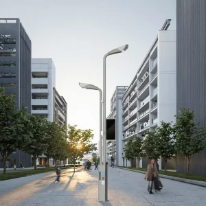Smart 10M 12M Traffic Light Pole With Emergency LED Intelligent Highway Monitoring System Lamp Pole