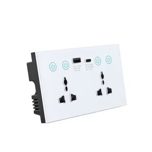 Smart 147MM Double WiFi Wall Socket With USB+Type-C Port PST-DS-1450WN