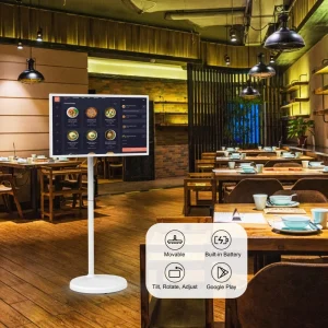 Smart 21.5 Inch Portable Monitor Touch Screen Android 14 4+64GB Rechargeable White LCD Digital Signage for Subway Business Use