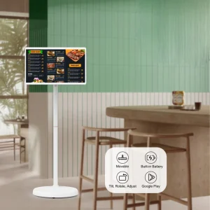 Smart 21.5 Inch Portable Monitor with Touch Screen Android 12 4+64GB Rechargeable White LCD Digital Signage Business Use