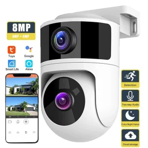 Smart 3-7MP Dual Lens WiFi Camera Outdoor Waterproof Auto Tracking Flip Design USB Powered Home & Hotel Use