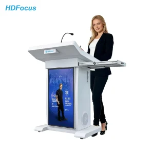 Smart 32 Inch Interactive Digital Podium Electronic Lectern Touch Screen Microphone for Conference Church School and Hotel