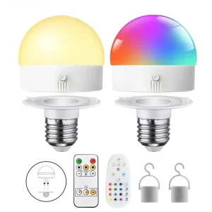 Smart 5W LED RGB Rechargeable Bulb Essential E26 E27 USB Charging Port Remote Control Environmentally Friendly LED Lamps DC