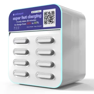 Smart 8 Slot PVC Material Power Bank Rental Kiosk with QR Payment USB Type C 4G Connectivity & 45W Fast Charging Solution