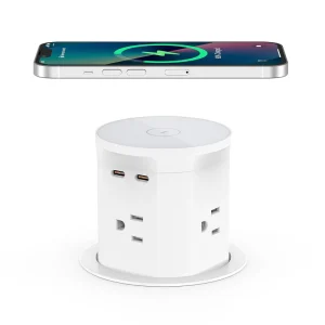 Smart ABS Waterproof Pneumatic Lift Retractable Pop Power Socket 15W Wireless Charging 4 Outlets Electrical Plug for Kitchen