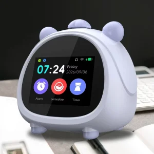 Smart AI Desktop Voice Alarm Clock Touch Controlled Time Manager & Rechargeable Pomodoro Timer with Multi Language Function