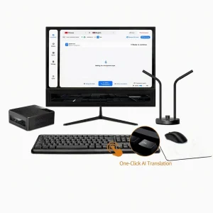 Smart AI Interpreter Combo 27″ Double Sided Monitor Mini PC Simultaneous Translation Display for Service Desk Reception