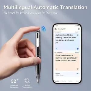 Smart AI Mini Translator Bluetooth 5.2 TF Card Support 30-Hour Talk Time Patient Data Recording