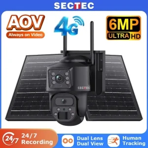 Smart AI Mini Ubox 6MP Two Lens Two Screen Always on Video and Recode Wifi 4G Solar Powered Solar Battery Hidden CCTV Camera