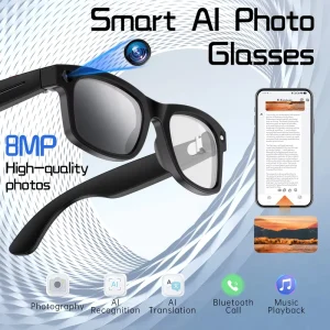Smart AI Photo Glasses with 8MP camera 290mAh Battery Type C S2 Max Glasses With 32G Memory