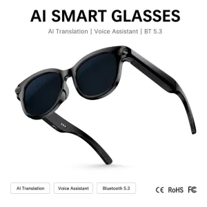 Smart AI Translation Glasses Real Time Voice Translator Subtitles 100 Languages WiFi 6 IPX67 Waterproof Single Camera 1080P