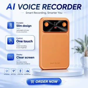 Smart AI Voice Recorder with 152 Languages 16GB App Control Transcribe & Note Taking for Calls Lectures Meetings