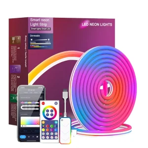Smart APP Control RGBIC LED Neon Light Strips Kit 2700K IP67 Waterproof PVC Body 12V EPistar Chip for Gaming