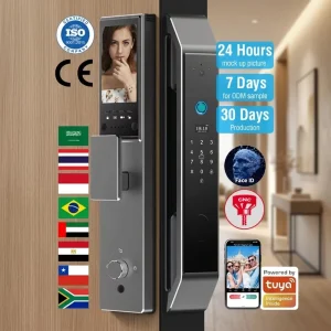 Smart Aluminum Zinc Alloy Deadbolt Lock with WiFi Camera Fingerprint Memory Card Digital Electric for Front Door