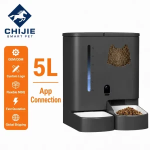 Smart App Pet Feeder 5L 2-in-1 WiFi Automatic Food Water Dispenser Black Remote Control for Dogs Cats Pets
