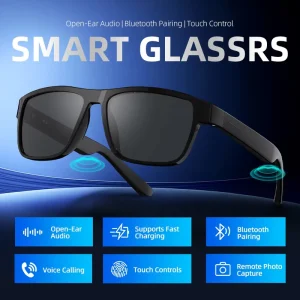 Smart Audio Glasses Open-Ear HiFi Stereo Blue Light Blocking UV400 Magnetic Charging Touch Control & Voice Assistant