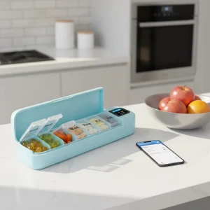 Smart Automatic Pill Dispenser with Alarm, 7-Day Bluetooth App Connected Weekly Pill Organizer for Elderly, Medicine Reminder