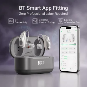 Smart BT 5.0 32-Channel RIC Hearing Aids with App Connection Precise Sound Processing High Quality Hearing Aids for Senior