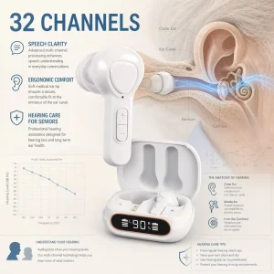 Smart BT Digital Sound Amplifier TS756 Binaural Hearing Aids 32 Channels APP Programmable Rechargeable Battery Box