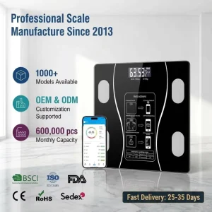 Smart Bluetooth Body Fat Scale Digital Weight Scale 180kg USB Rechargeable Bathroom Scale with App Control