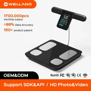 Smart Body Fat Digital Scale 8 Electrodes VA Screen Tempered Glass OEM ODM Customizable Medical Grade Rechargeable for App