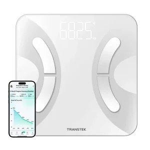 Smart Body Fat Scale with Rollers & Easy Storage Large LCD Display Bluetooth BMI Analyzer Health Monitor App Sync
