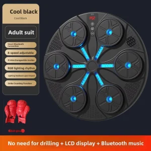 Smart Boxing Target with Bluetooth Music RGB Light Feedback Hit Counter Wall Mounted No Drilling