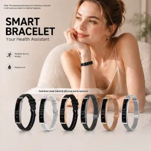 Smart Bracelet Watch APP Control AI Health Pressure Monitoring Sleep Activity Tracker Stainless Steel IPX8 Waterproof