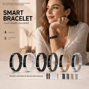 Smart Bracelet Watch Gesture Control AI Health Pressure Monitoring Sleep Activity Tracker Stainless Steel Waterproof