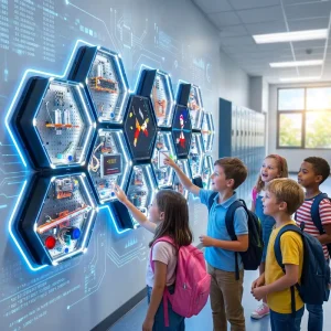 Smart Campus Hanoi Tower Game AI Interactive Demonstration Wall Device for School Corridor STEM Lab Furniture Equipment